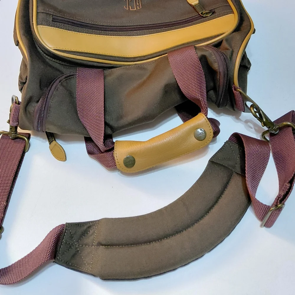 L.L. BEAN Vintage Canvas Travel Bag with Leather Trim